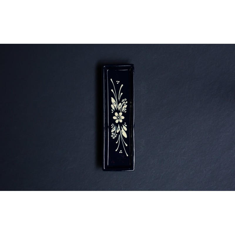 Repose cuillère rectangulaire - Bleu - Fleurs