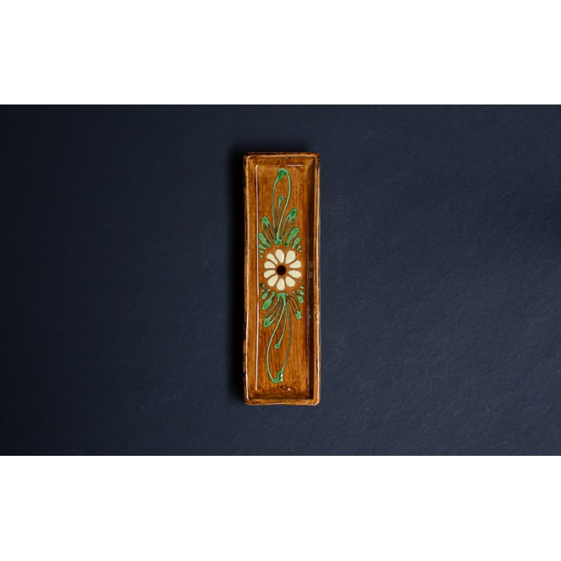 Repose cuillère rectangulaire - Faux-bois - Marguerite