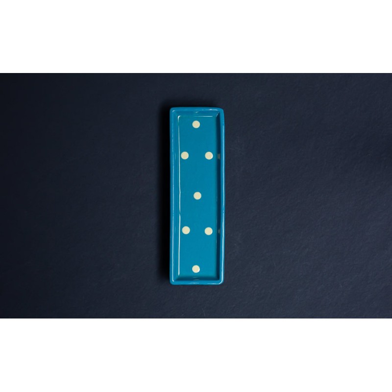 Repose cuillère rectangulaire - Turquoise - Gros Points