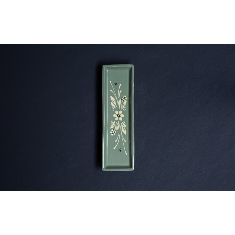 Repose cuillère rectangulaire - Gris clair - Fleurs