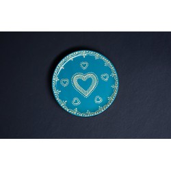 Plat pour service de la tarte - Turquoise - Cœurs