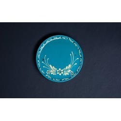 Plat pour service de la tarte - Turquoise - Fleurs