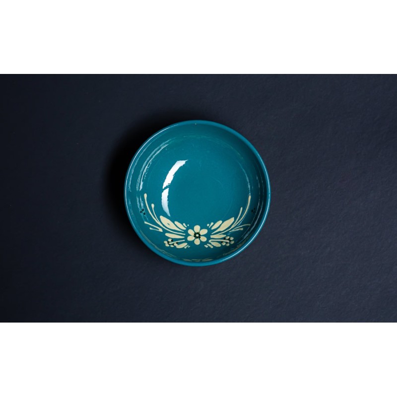 Assiette calotte - Turquoise - Fleurs